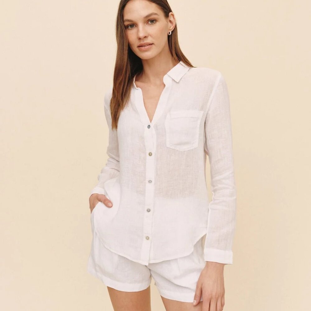 Bella Dahl Linen Pocket Button Down - White Women's Medium